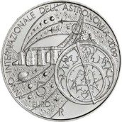 San Marino 5 Euros 2009.  Astronomía. Plata.