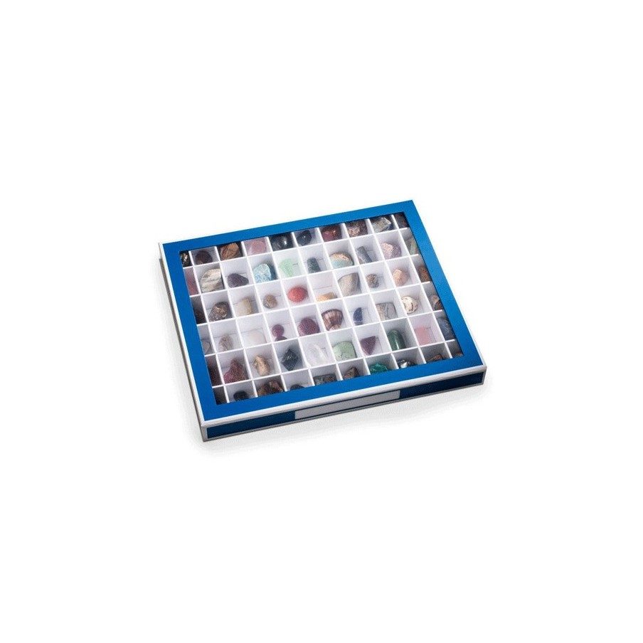 LEUCHTTURM Caja de coleccionismo K60 con 60 divisiones azul