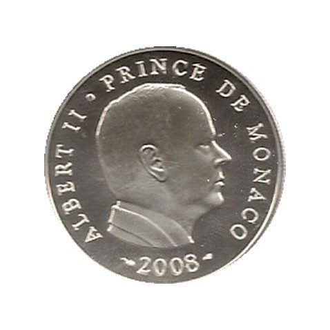 Monaco 5 euros 2008. Principe Alberto II. Plata. Sin estuche.