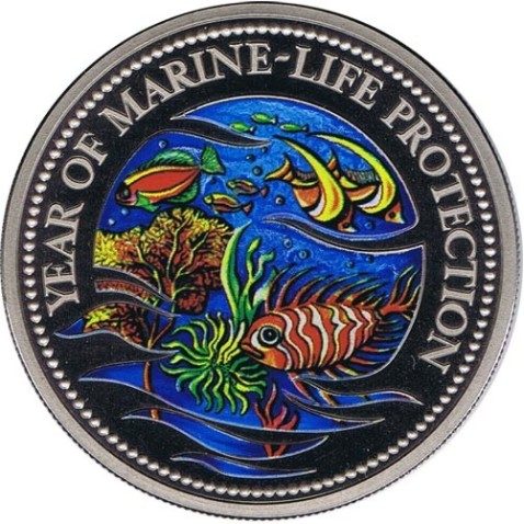 Palau 1$ 1992 Año Protección Vida Marina color. Cuproníquel.
