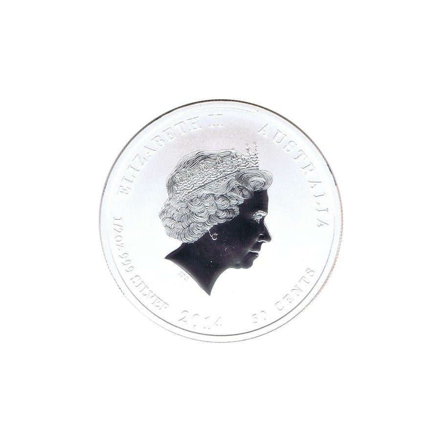 Moneda media onza de plata 50 cents. Australia Lunar 2014 Caballo