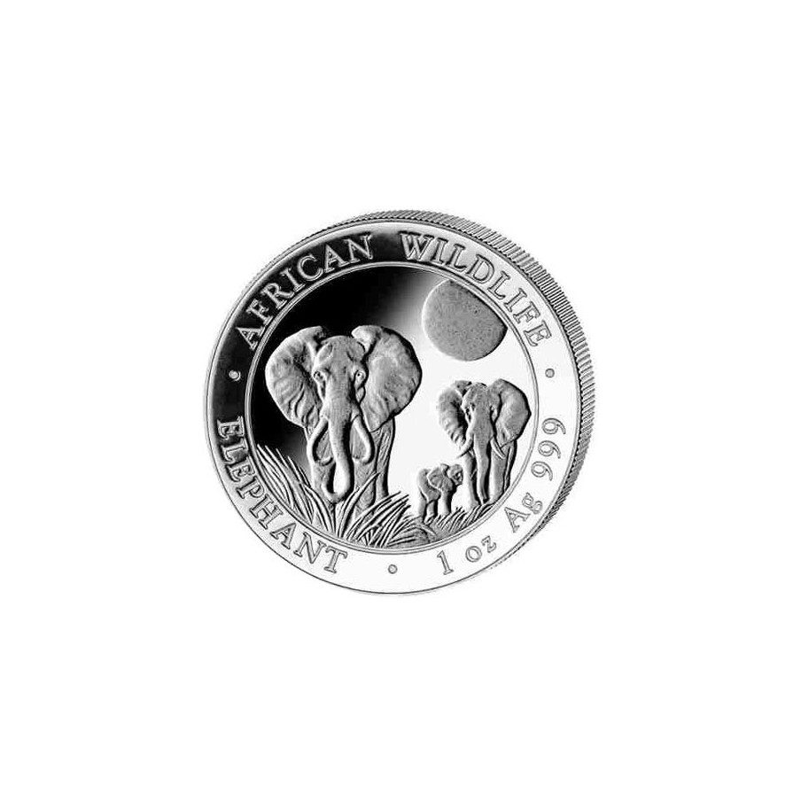 Moneda onza de plata 100 Shillings Somalia Elefante 2014