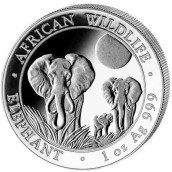 Moneda onza de plata 100 Shillings Somalia Elefante 2014