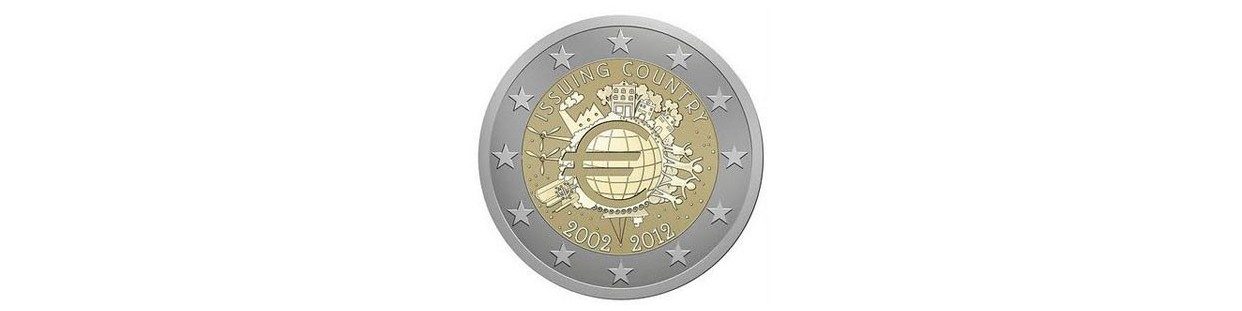 Monedas 2 Euros Xº ANIV. EURO